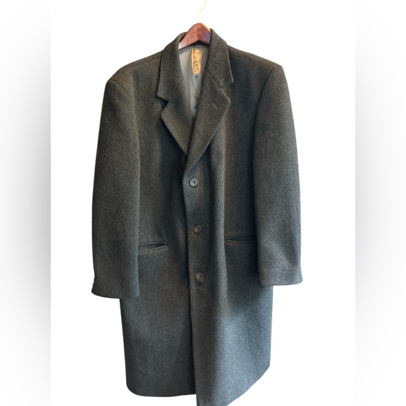 Austin Arnold Men's Charcoal Gray Wool Blend Overcoat L Formal Winter vintage - Picture 11 of 15